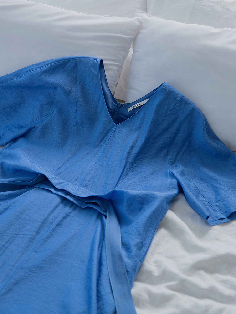 Folded Drape Dress - Blue