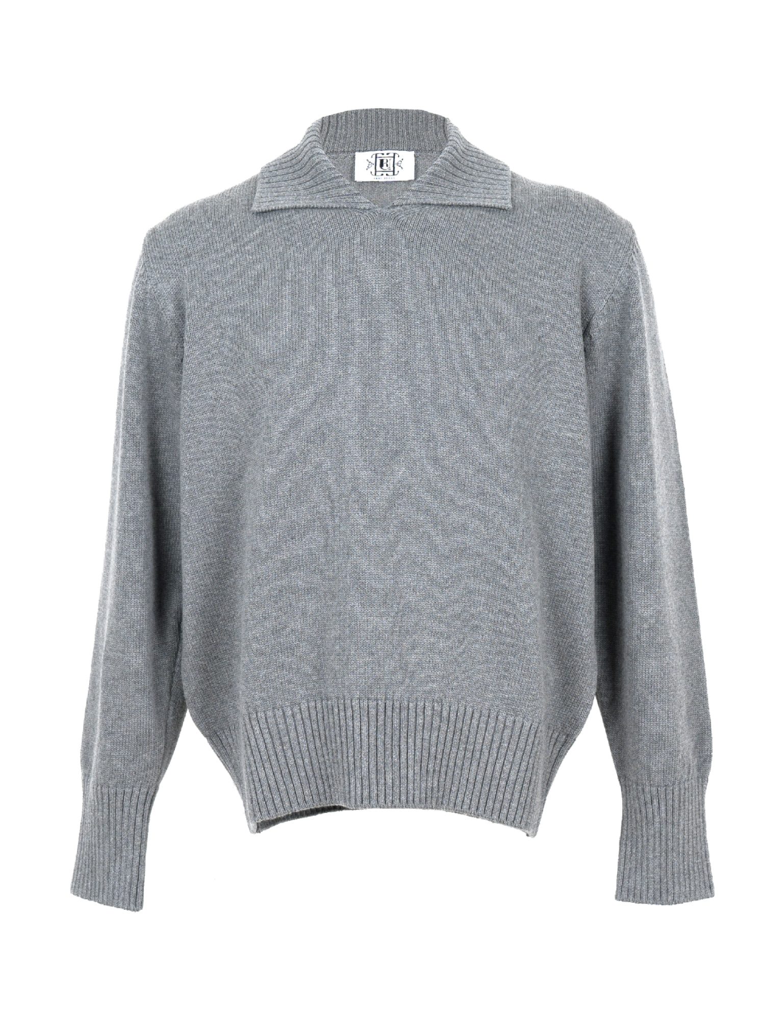 Non Button Collar Knitwear - Gray