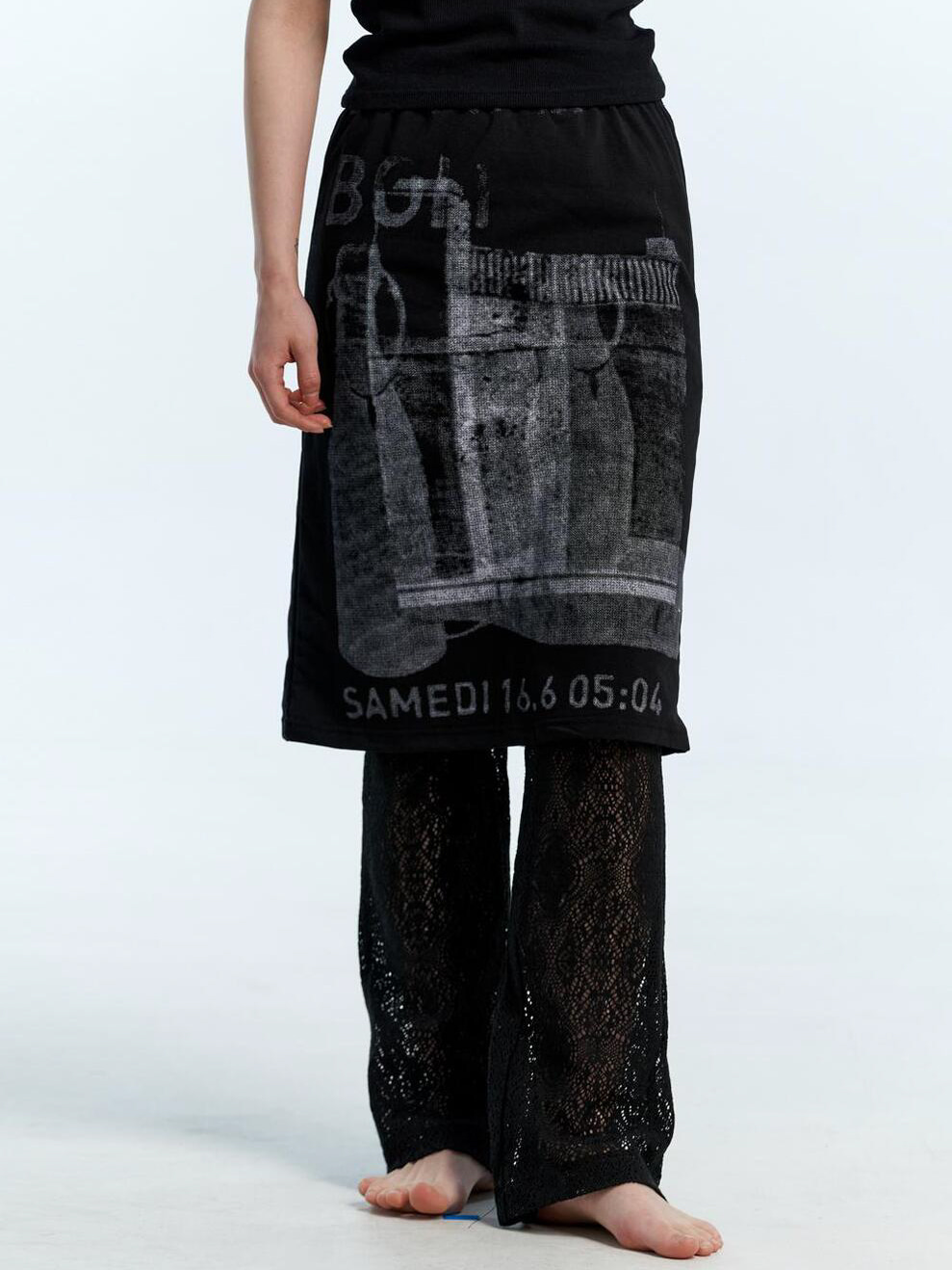 Pixelate Midi Skirt - Black