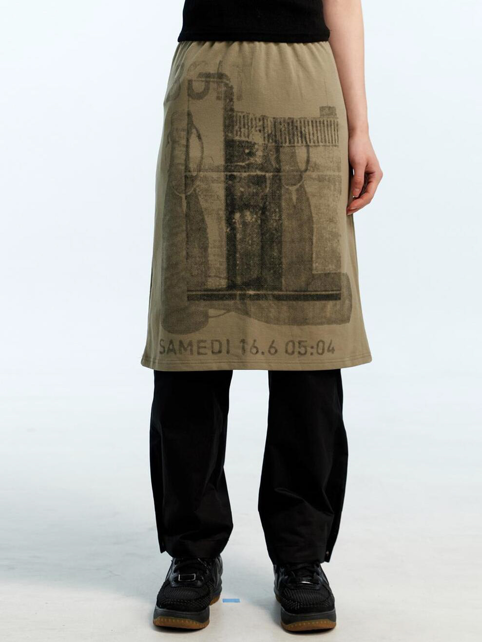 Pixelate Midi Skirt - Khaki