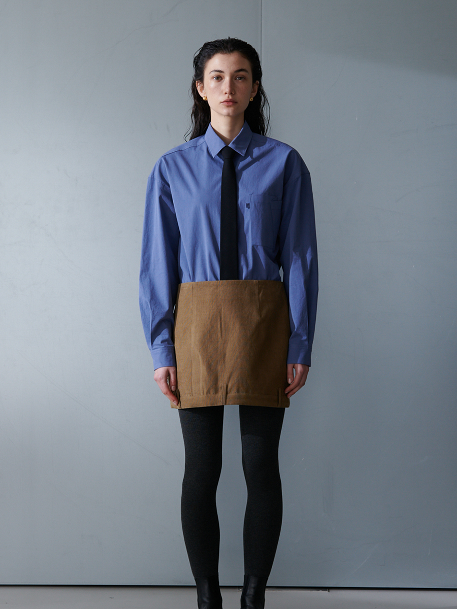 Corduroy Reverse Low-Rise Skirt - Khaki