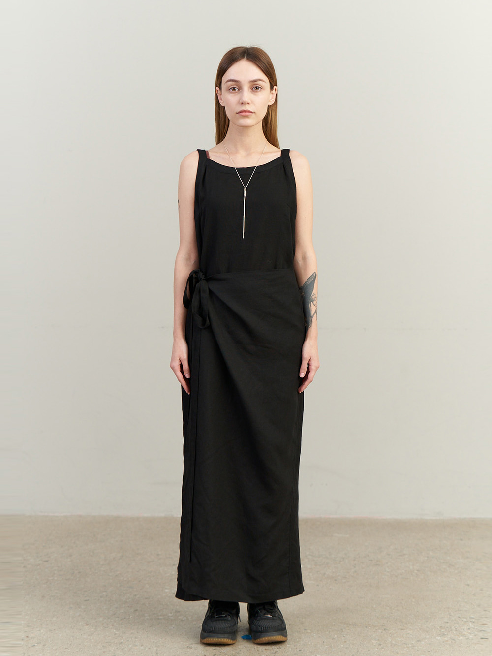 Linen Wrap Dress - Black