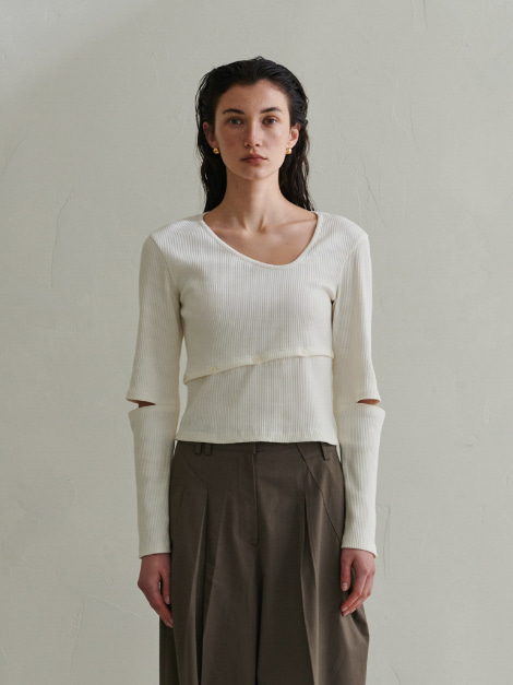 Unbalanced Button Knit Top - Off White