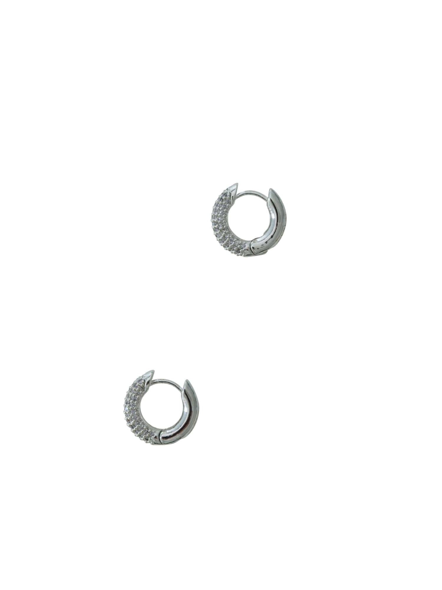 Pave One Touch Earring - Silver