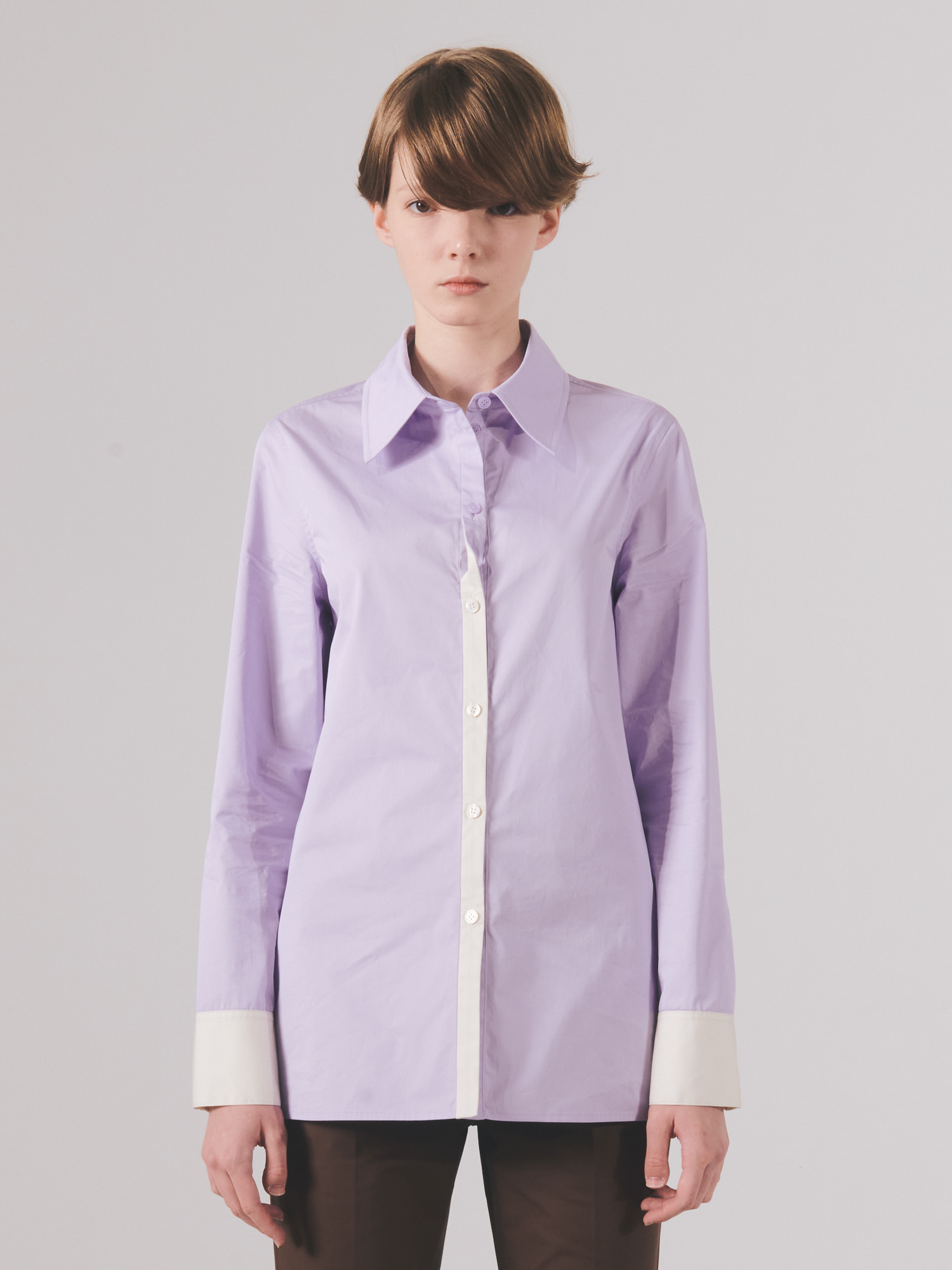 Twisted Placket Long Sleeve Shirts - Lavender