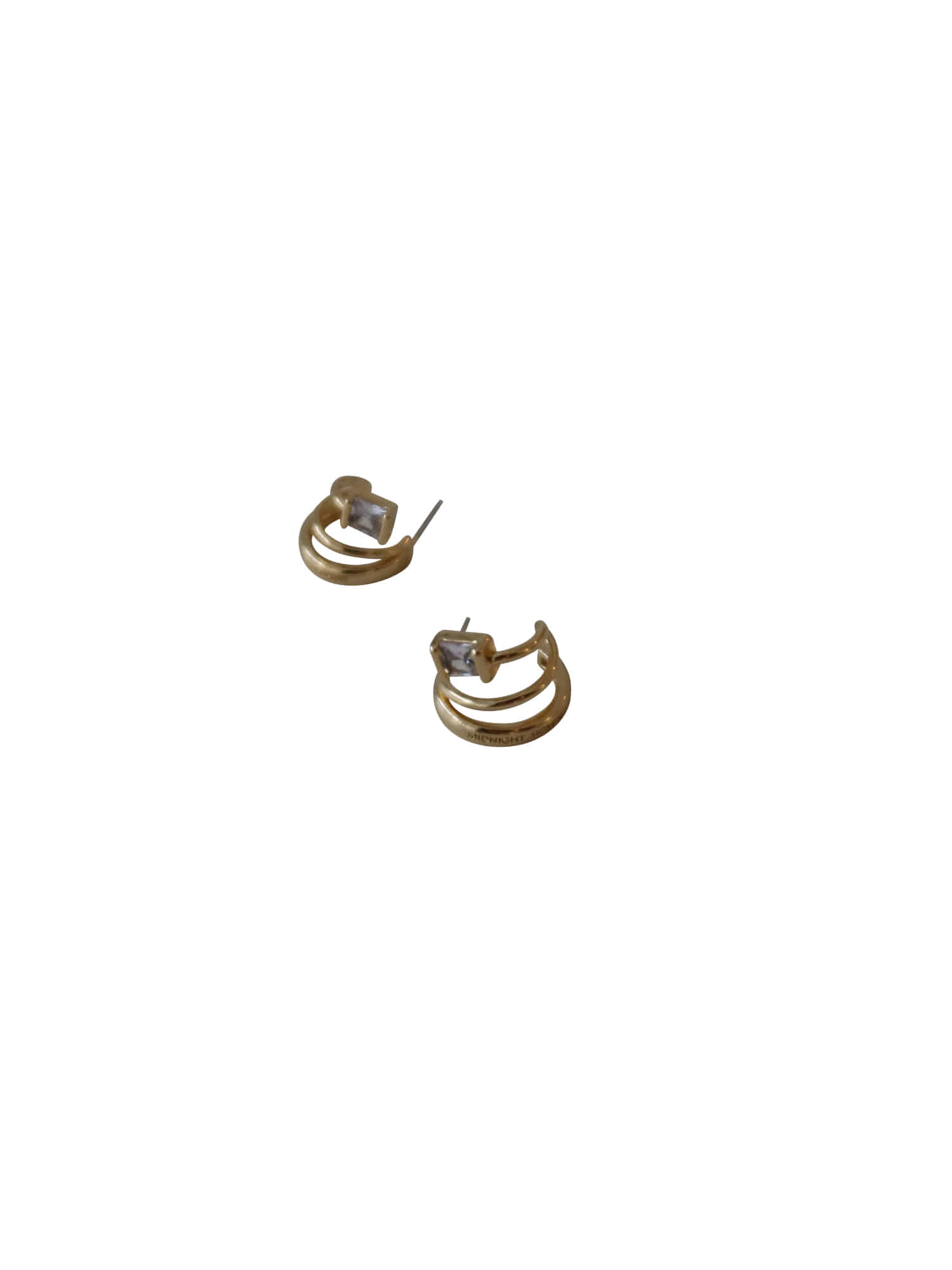 Triple Hoop Square Earring - Gold