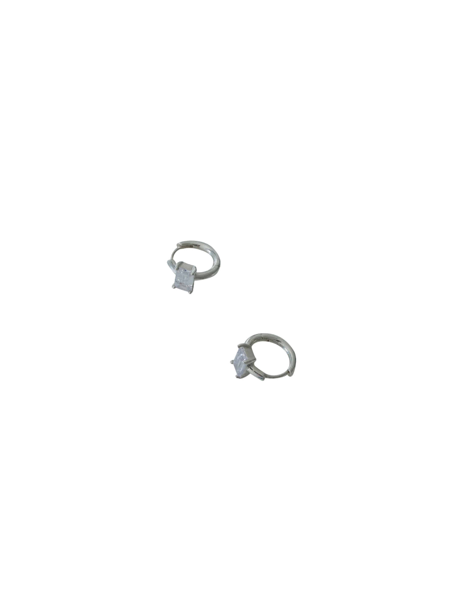 Square One Touch Earring - White - Silver
