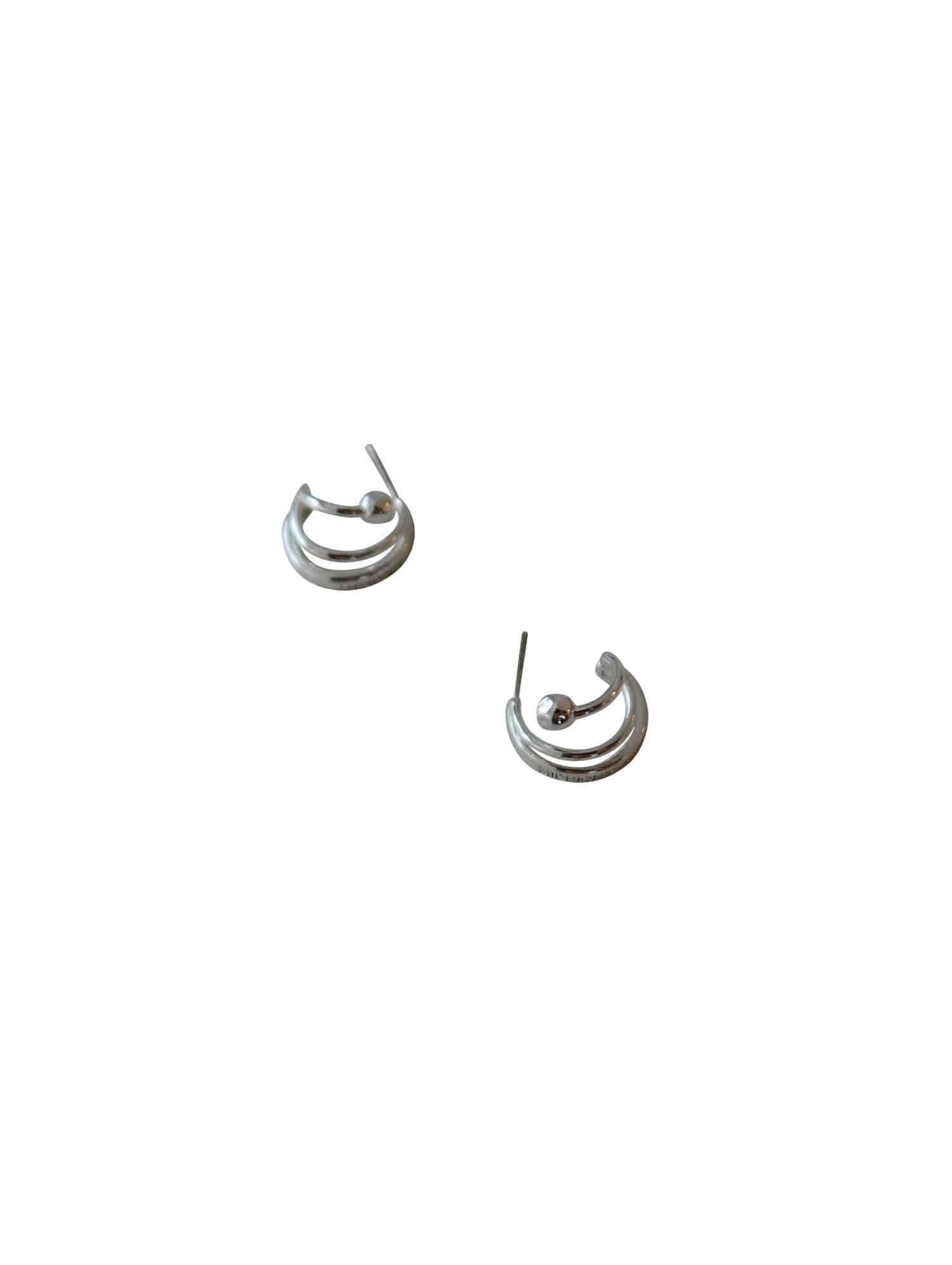 Triple Hoop Bumpy Earring  - Silver