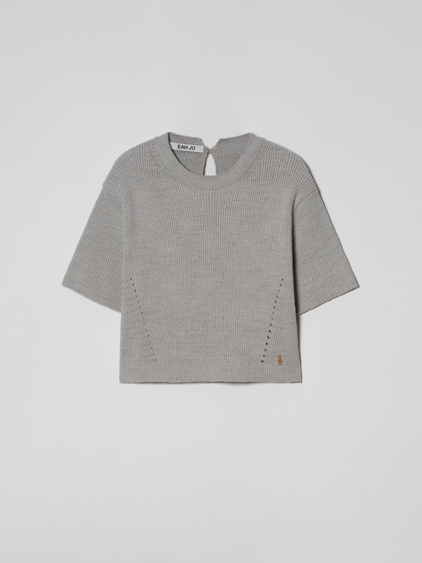 Half Sleeve Knit Top - Natural Grey
