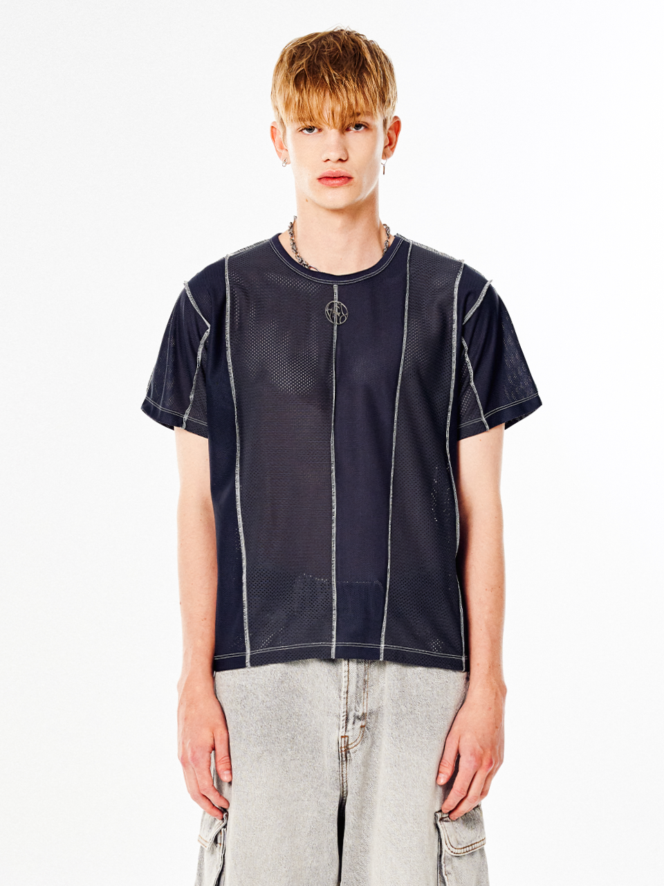 3 Mixed Patchwork T-Shirt - Charcoal