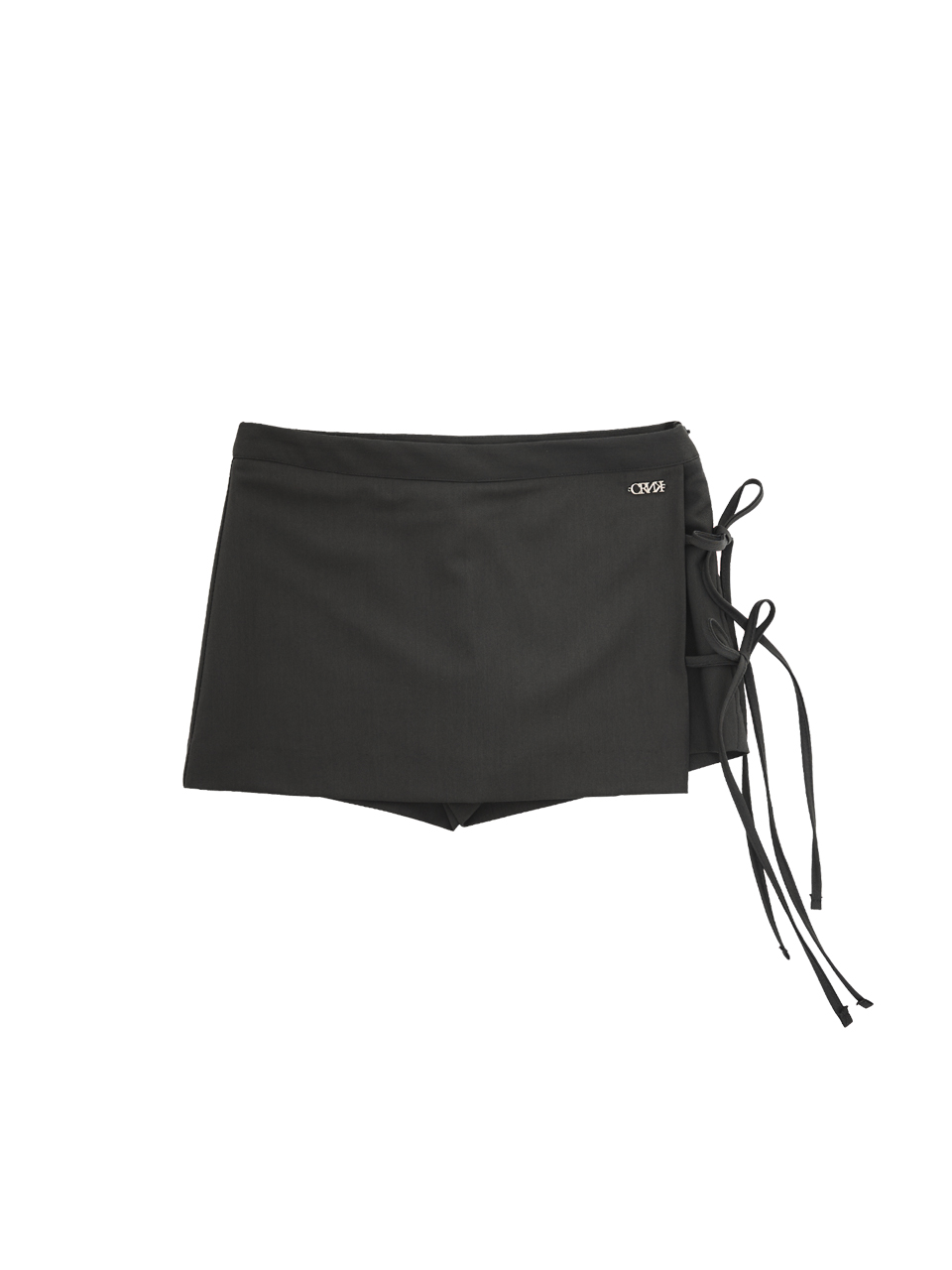 String Wrap Skirt Pants - Charcoal