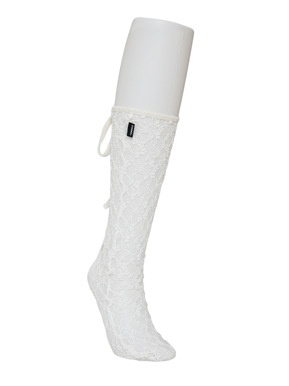 Lace String Knee Socks - White