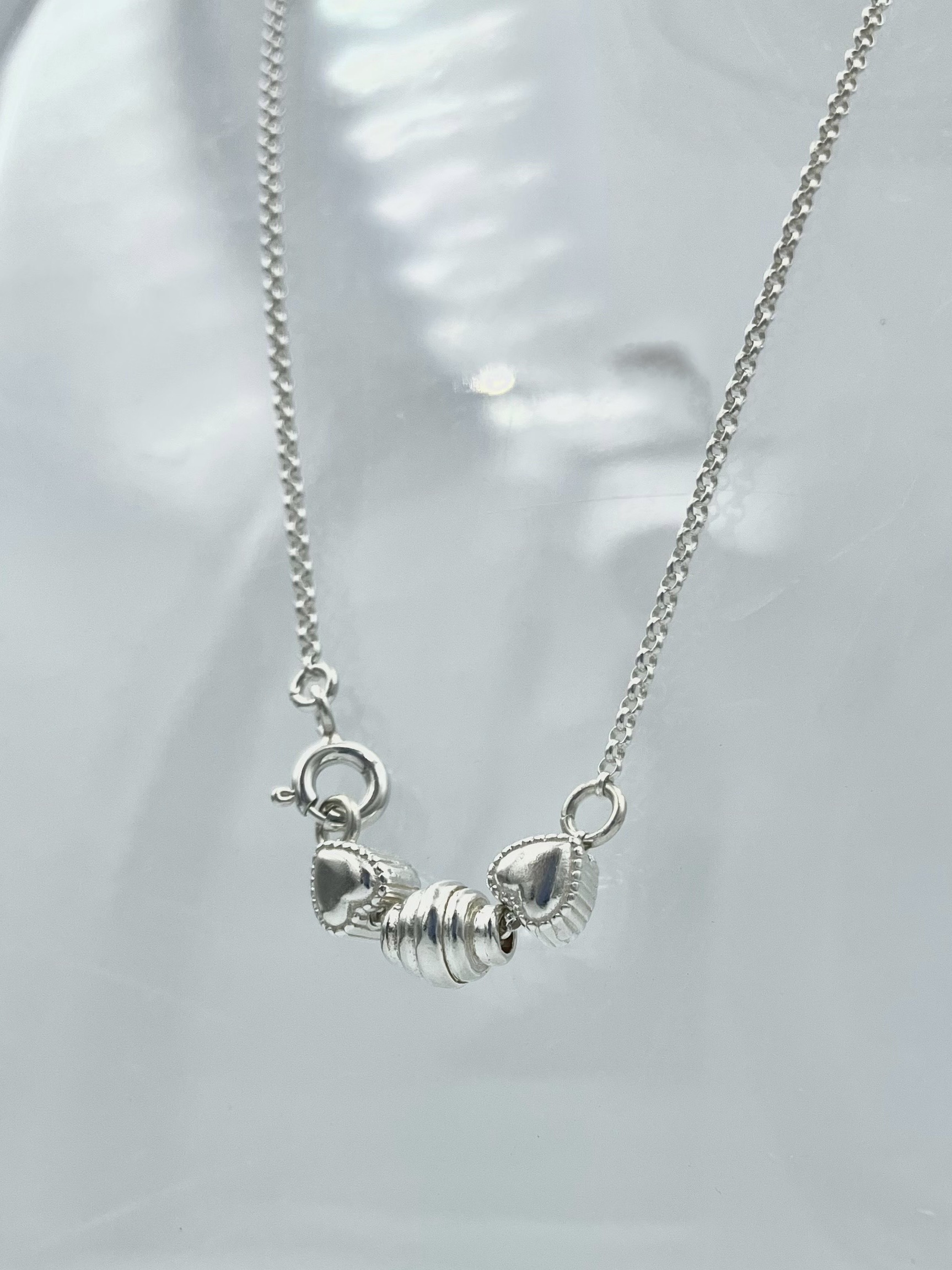 Heart Silver Beads Necklace