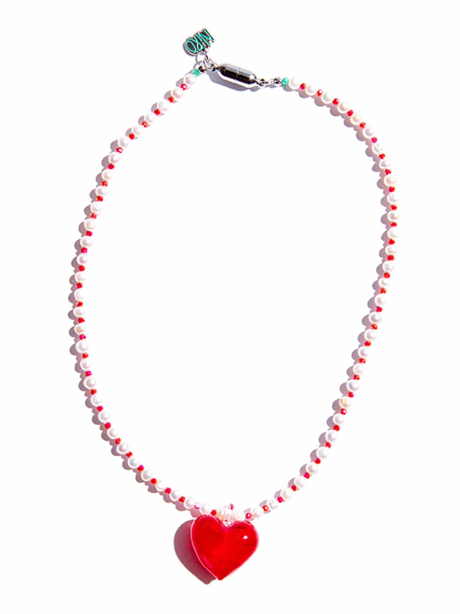 Red Heart Beads Pearl Necklace #73