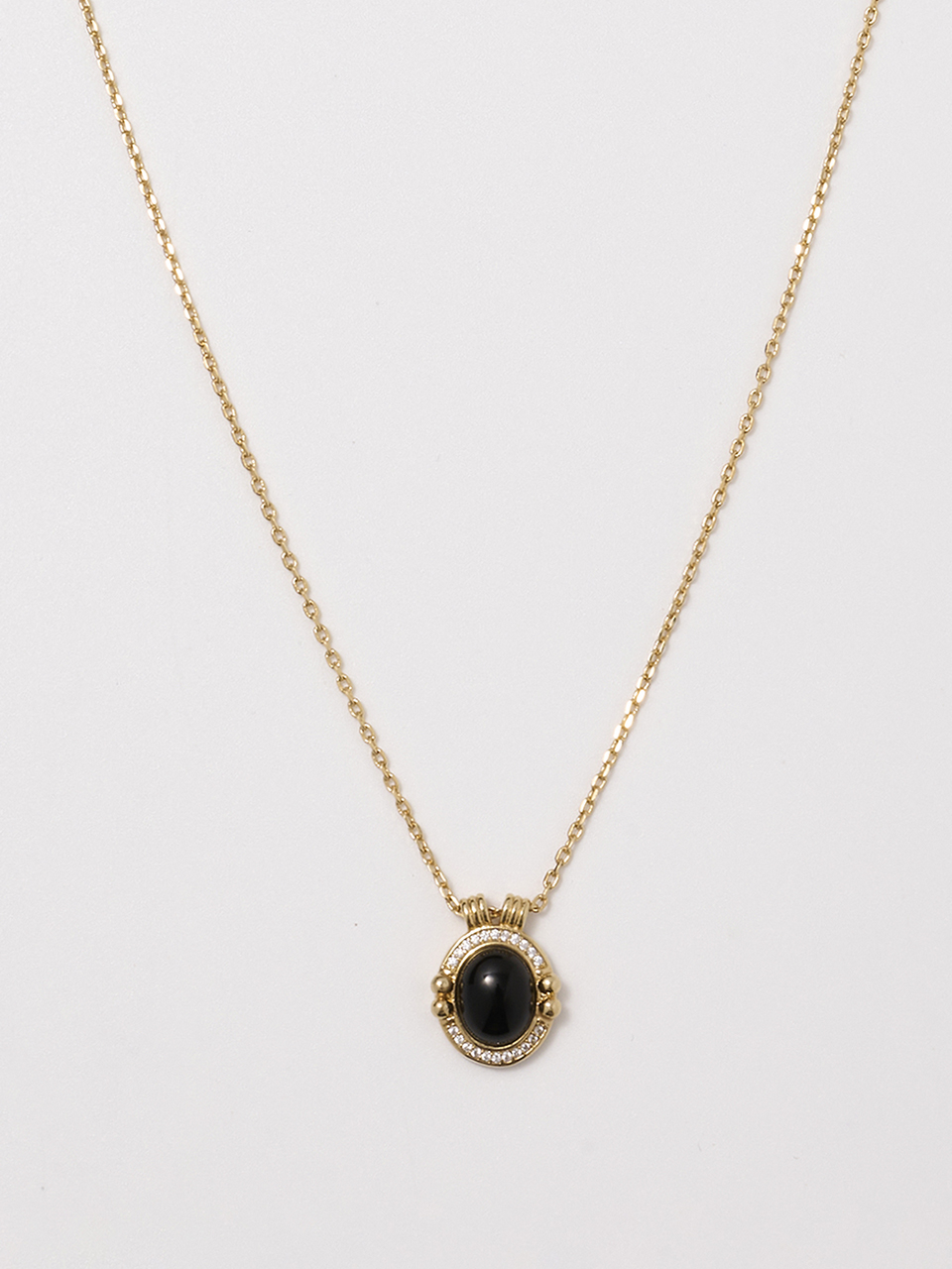 Black Gemstone Pendant Necklace - Gold