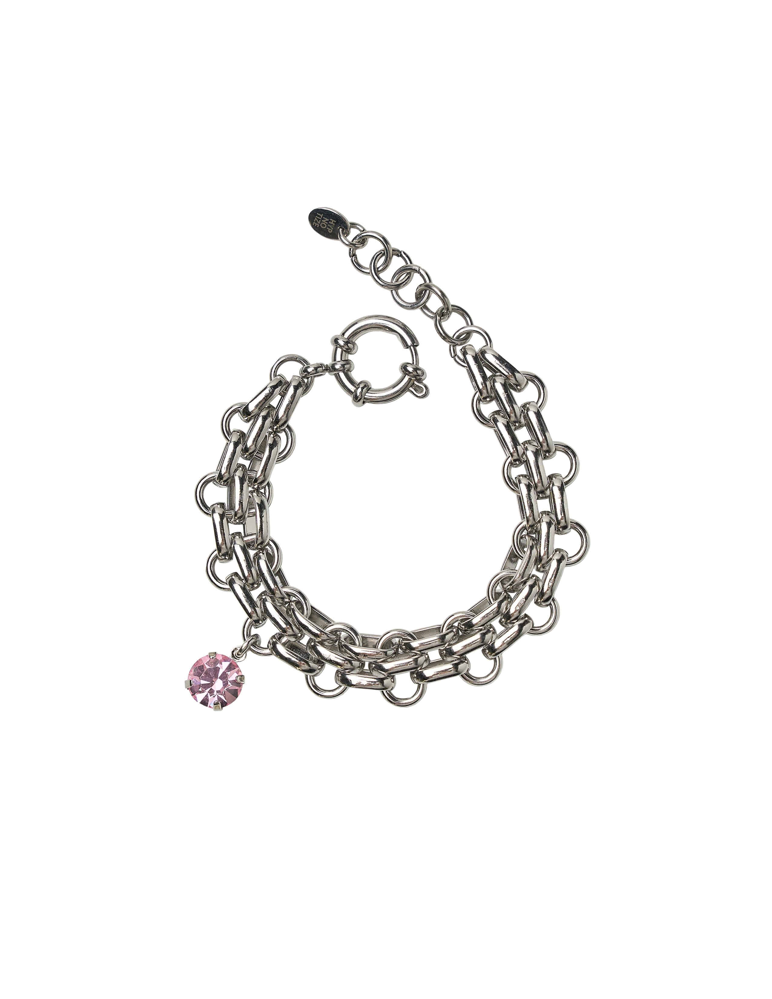 Cubic Pendant Wide Chain Bracelet [Orange/Aqua marine/Pink/White]