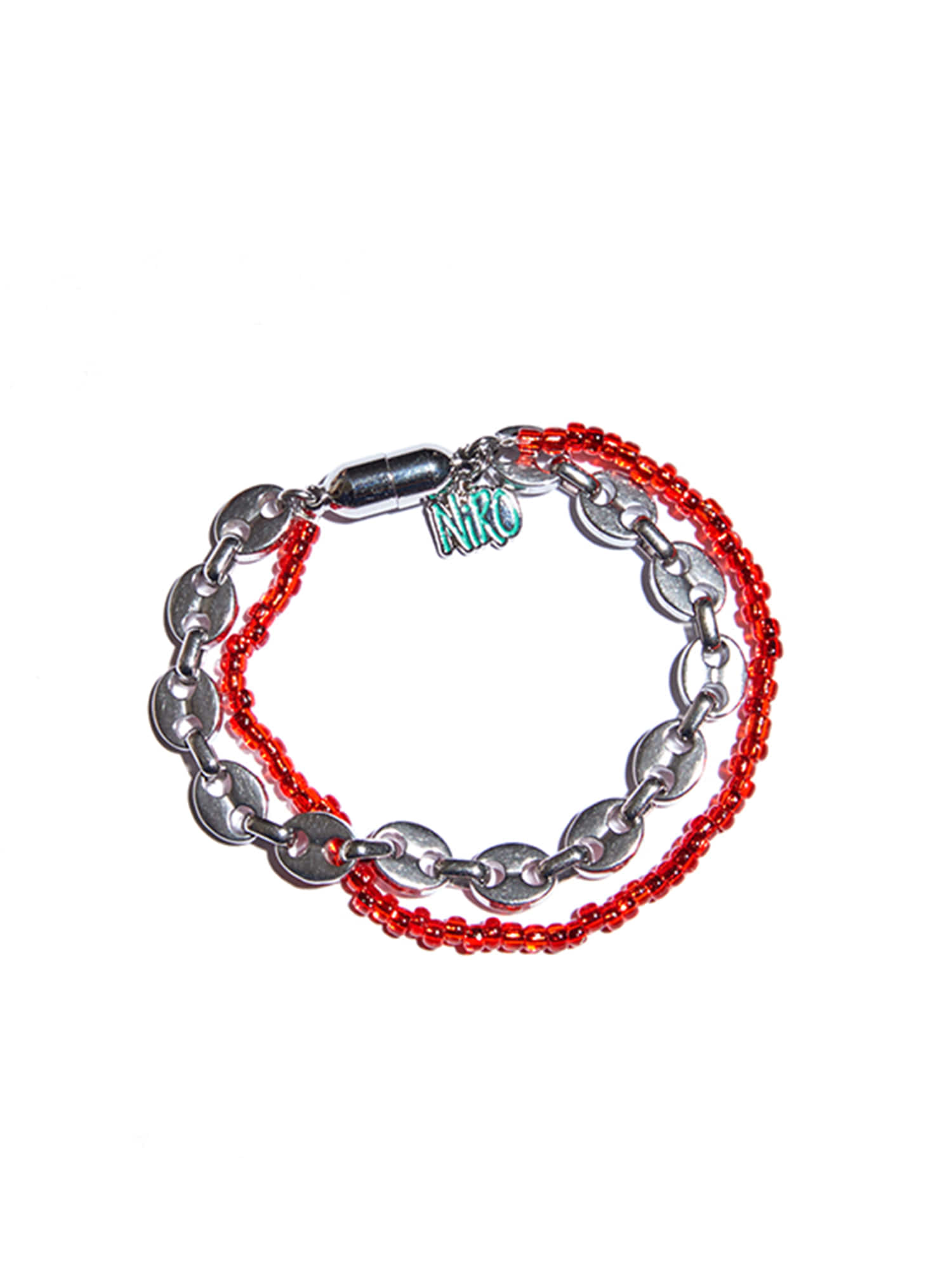 Eight Chain &amp; Red Beads Bracelet #70