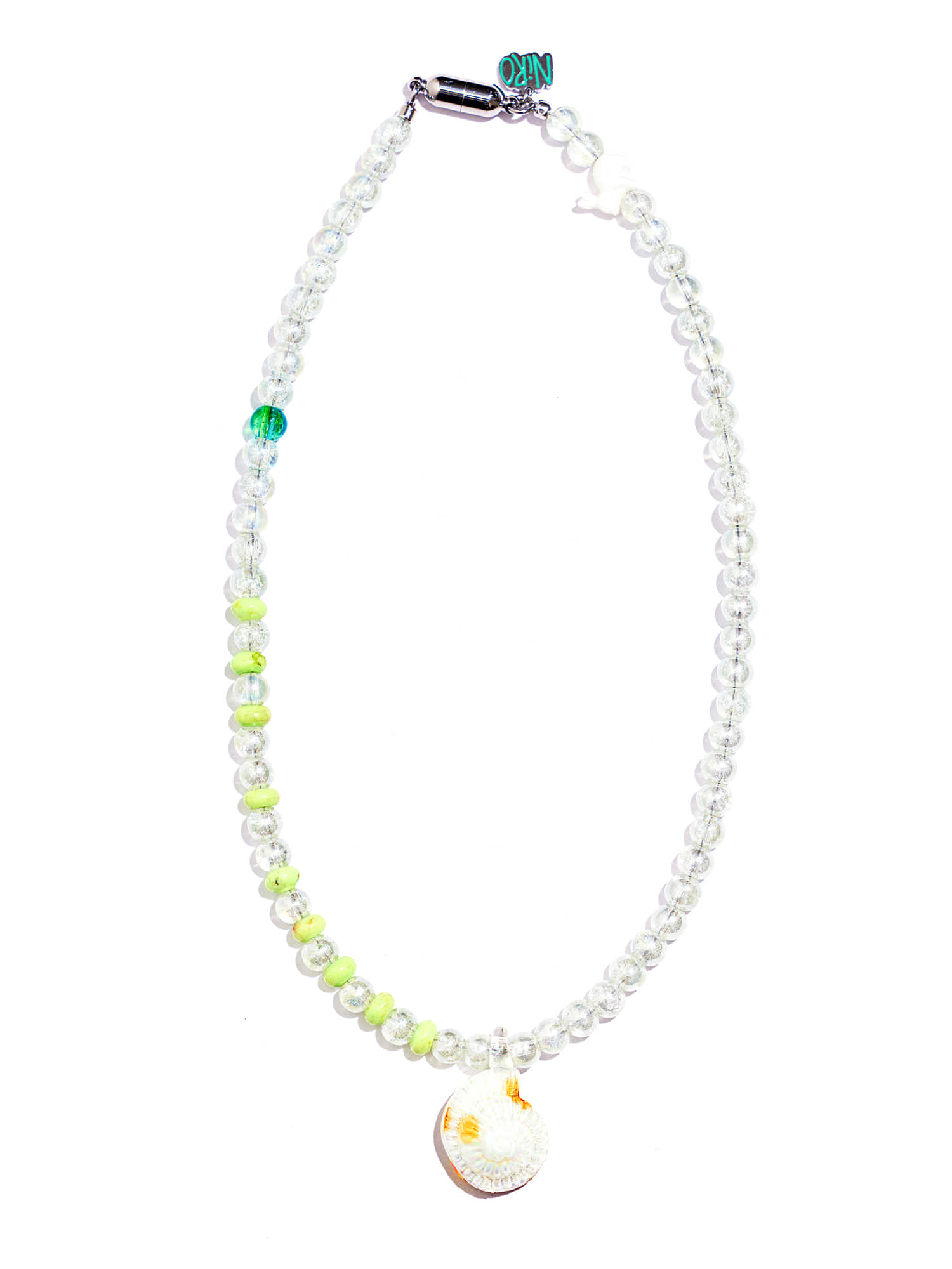 Seashell Rabbit Turquoise Crystal Necklace #103