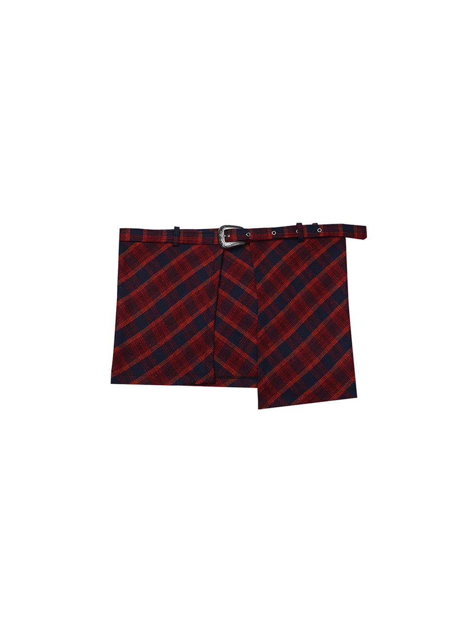 Layered Buckle Wrap Skirt - Red