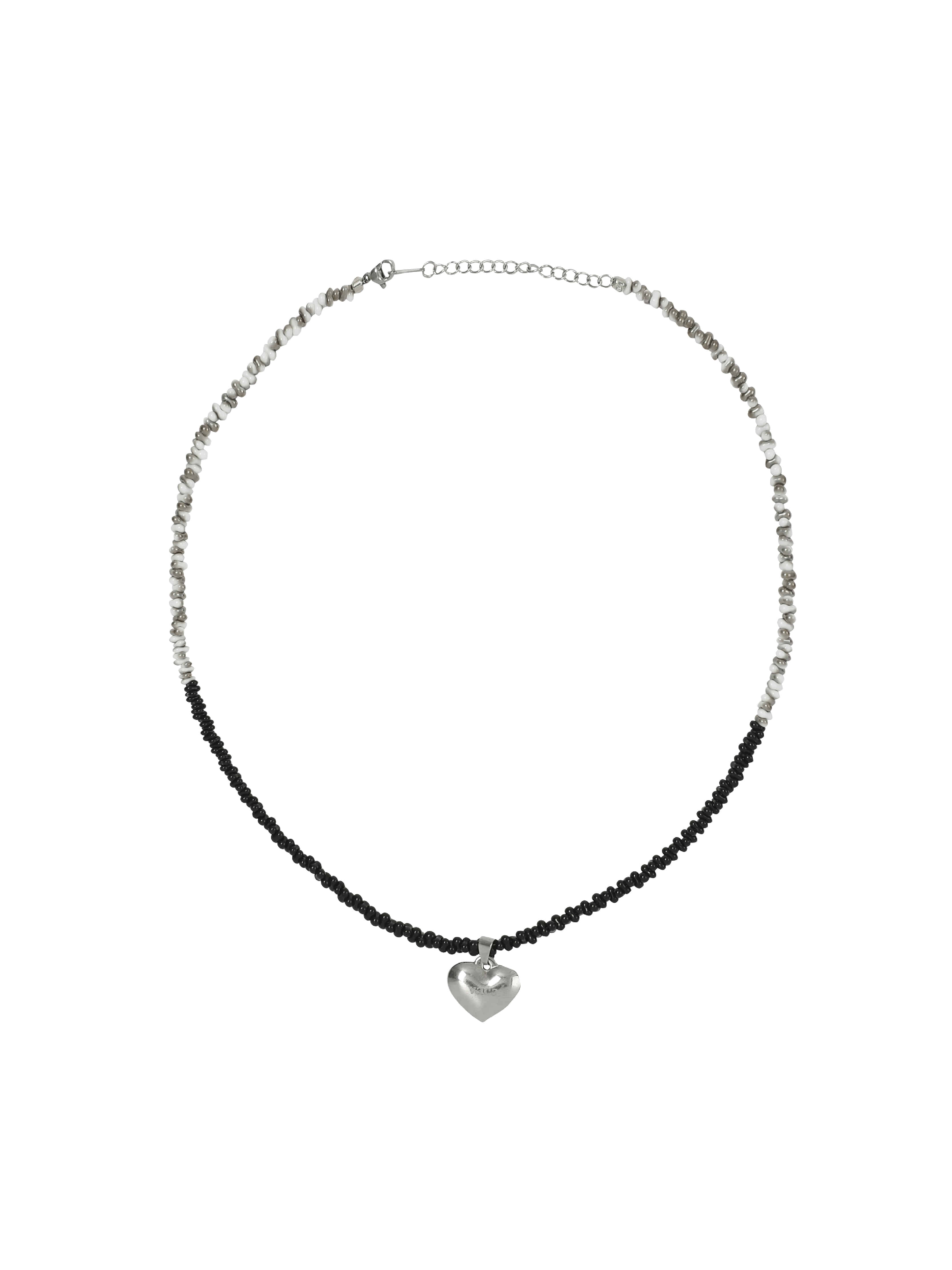 Peanut Heart Necklace - Black&amp;Silver