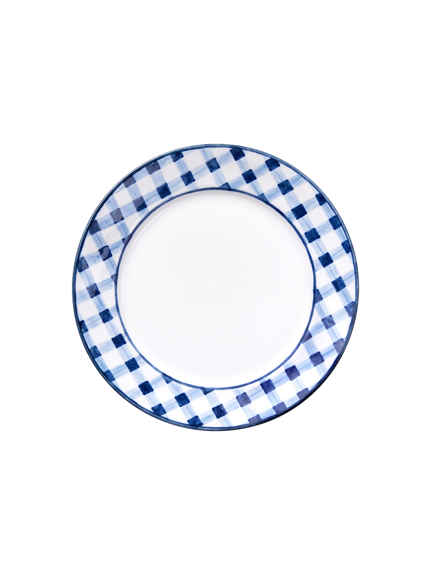 Blue Check Hand-Painted Plate(9in)