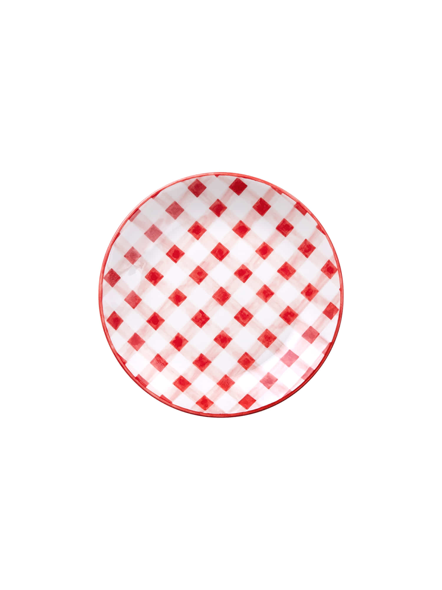 Red Check Hand-Painted Plate (7in)