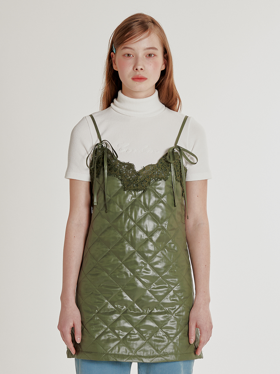 Lace Padded Dress - Khaki