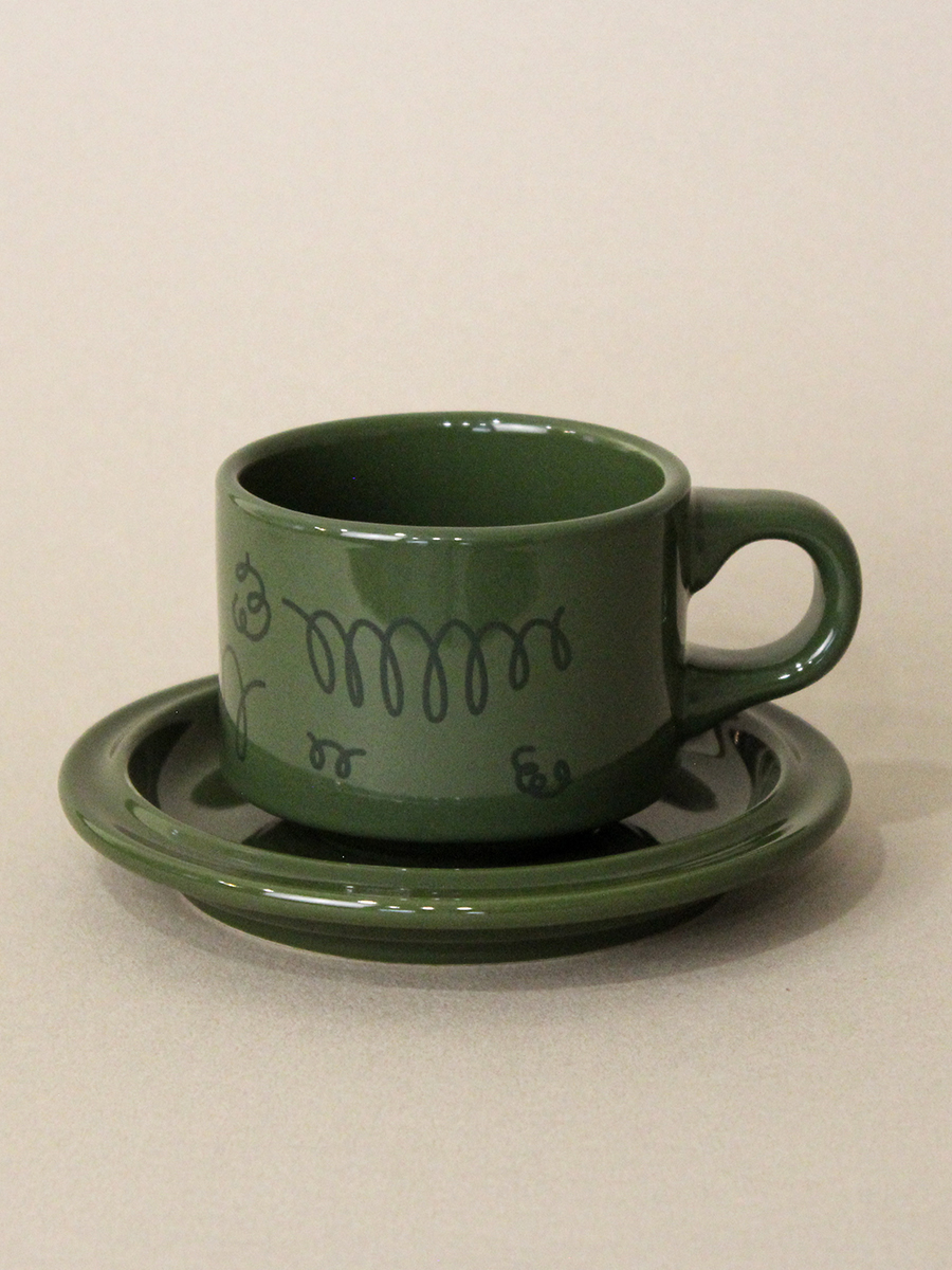 [comfortable grass] pattern cup &amp; plate