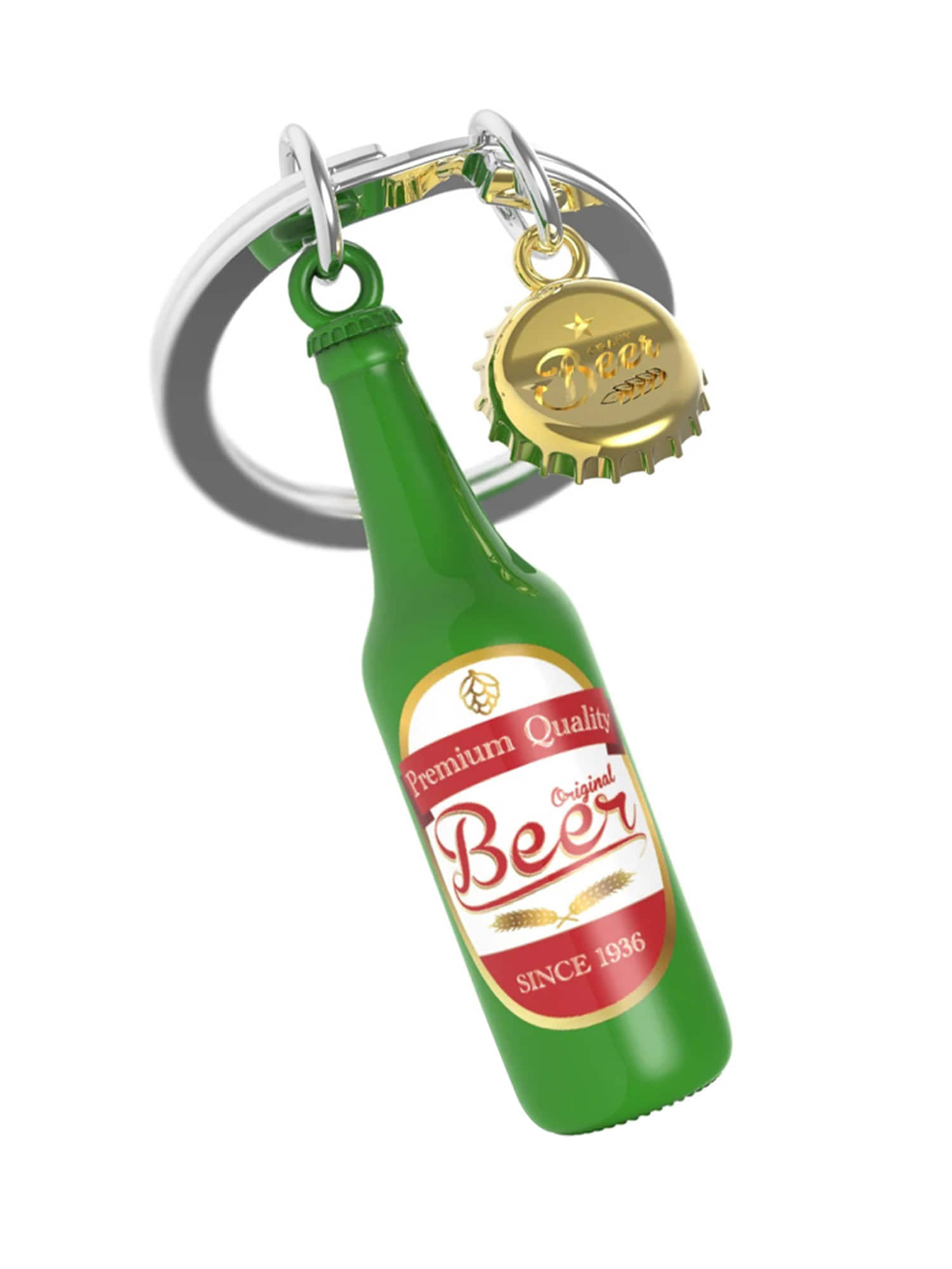 Keychain - Green beer bottle
