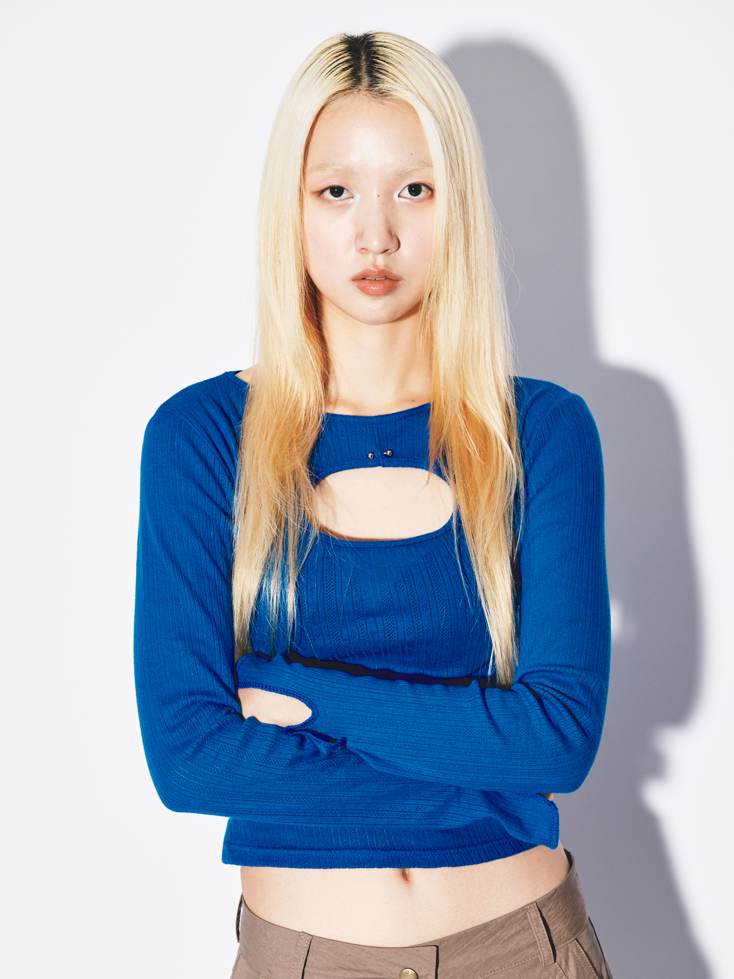 Cut out sleeve top  blue